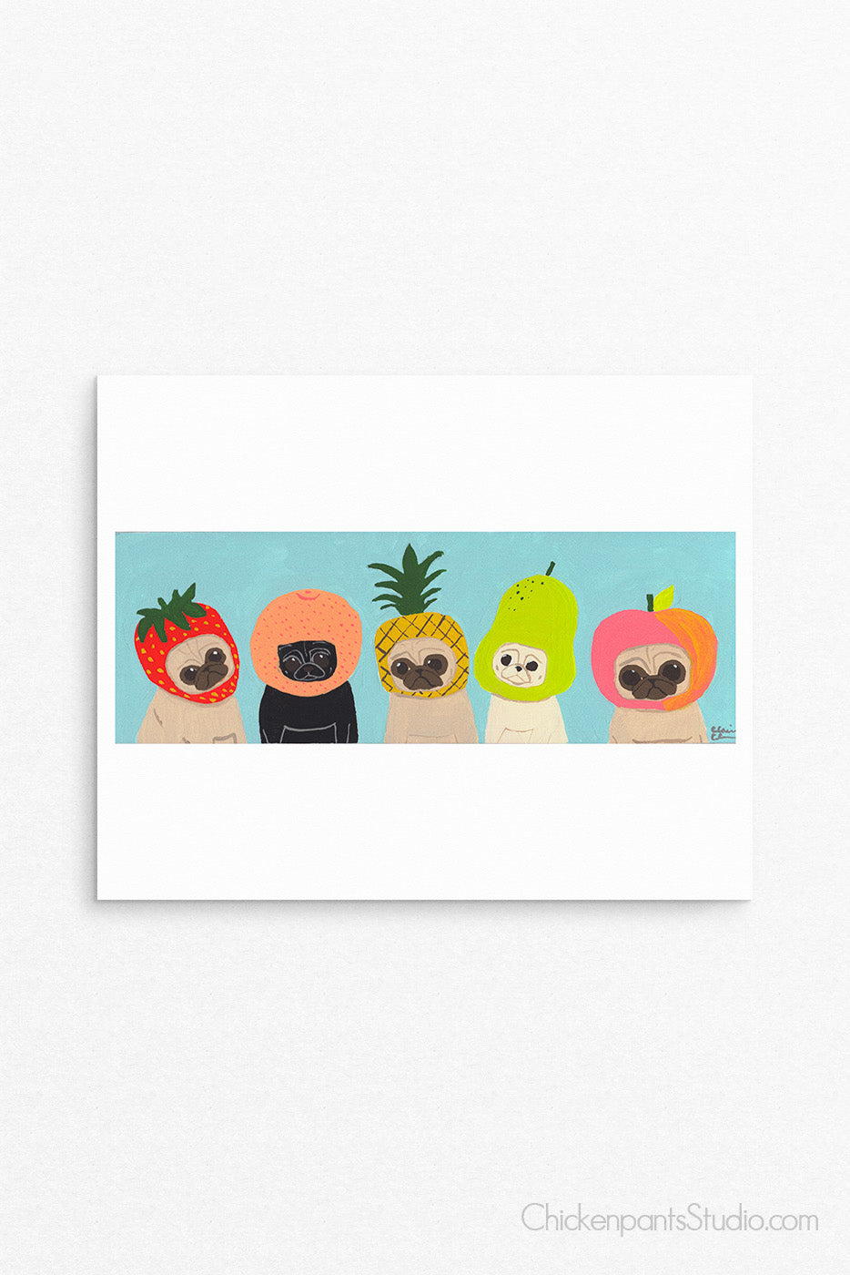 Fruity Cuties -  Pug Art Print