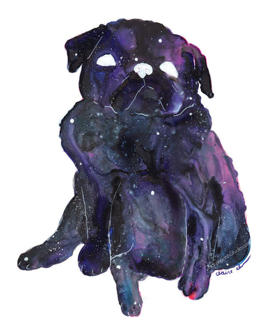 Galaxy Pug Art Print