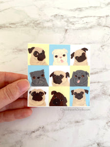 9 Pugs - Pug Vinyl Sticker