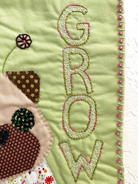 GROW - Original Pug Textile Art