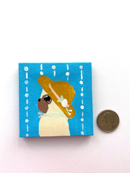 Country Girl - Original Miniature Pug Painting