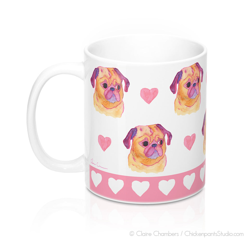 Hearts & Pugs Mug