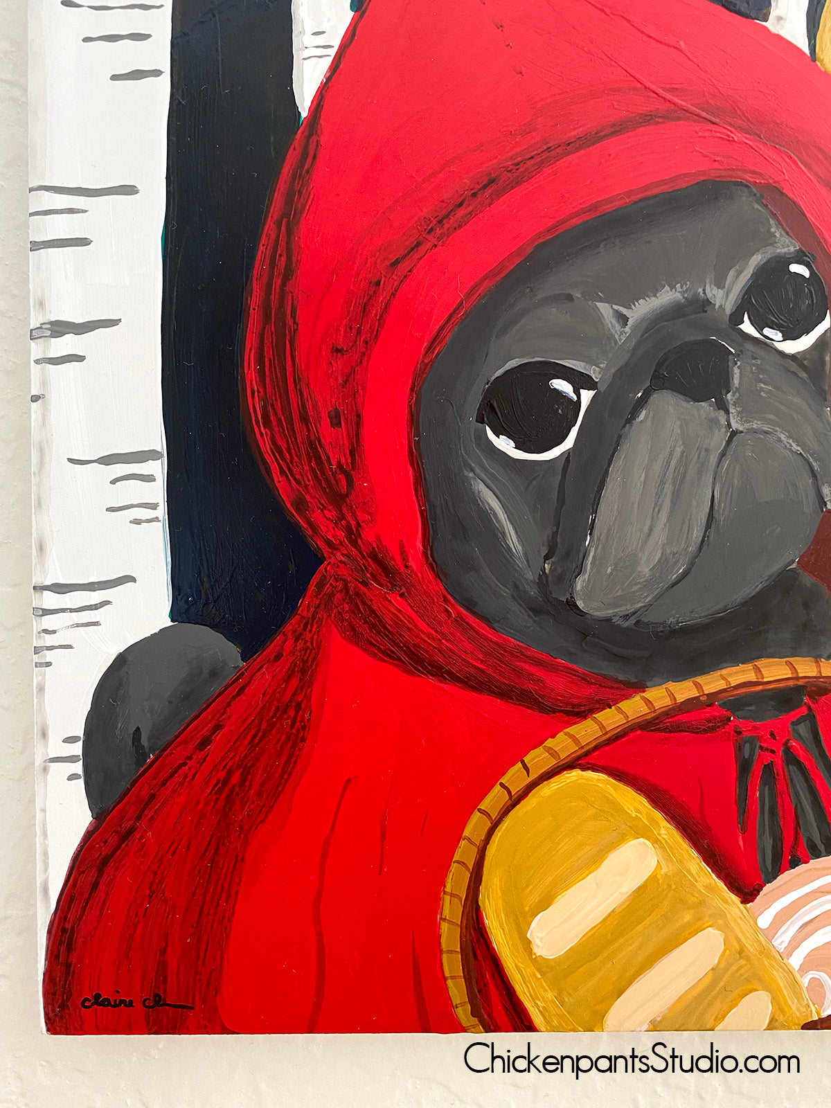 Little Red - Original Pug Painting