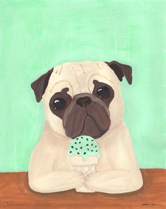 Mint Carob Chip - Original Pug Painting