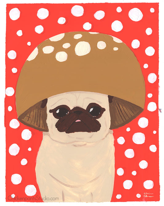 Mushroom Pug - Original Pug Painting