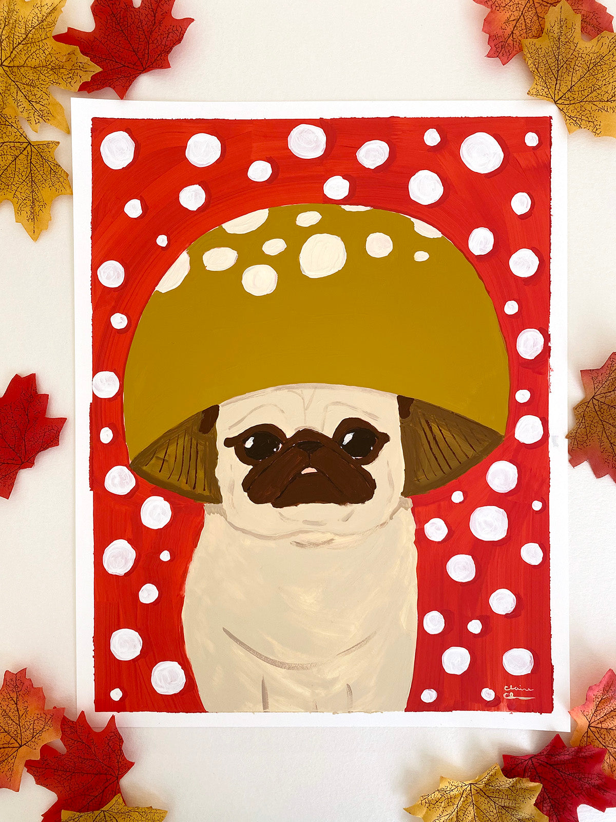 Mushroom Pug - Original Pug Painting