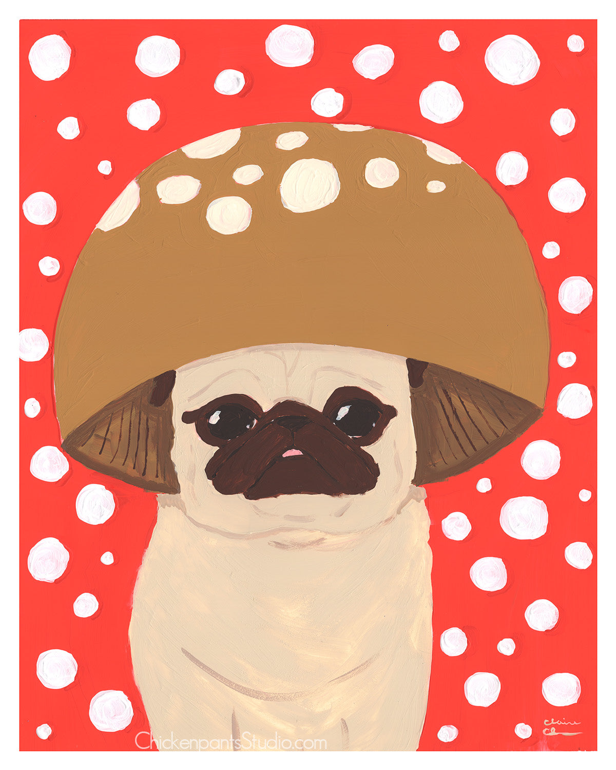 Mushroom Pug -  Pug Art Print