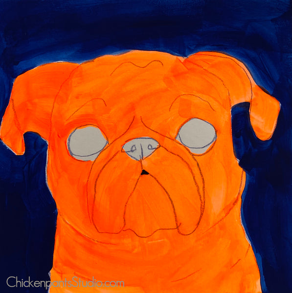 Neon Baby #3 - Original Pug Painting