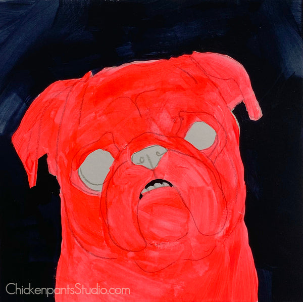 Neon Baby #1 - Original Pug Painting