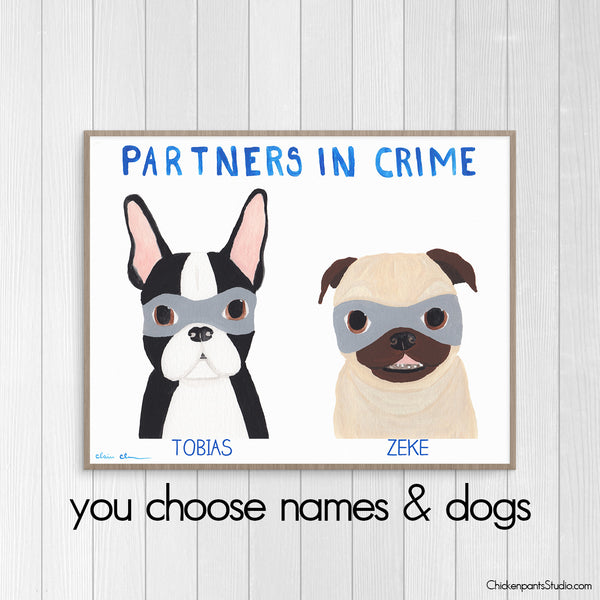 Personalized Partners In Crime Dog Art Print
