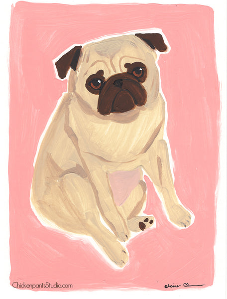 In The Pink - Original Pug Painting