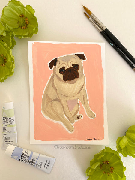 In The Pink - Original Pug Painting
