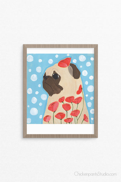Poppy -  Pug Art Print