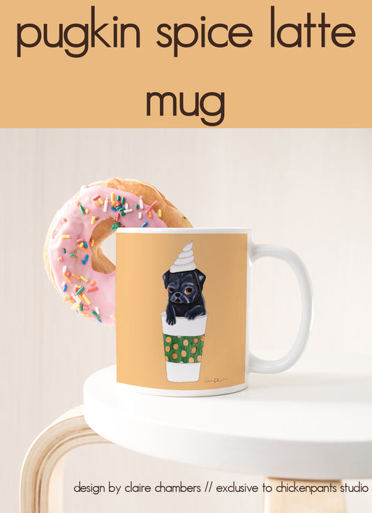 PSL - Pugkin Spice Latte Mug - Black Pug