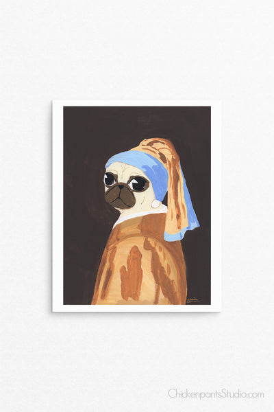 Pug With A Flair For Accessorizing -  Pug Art Print