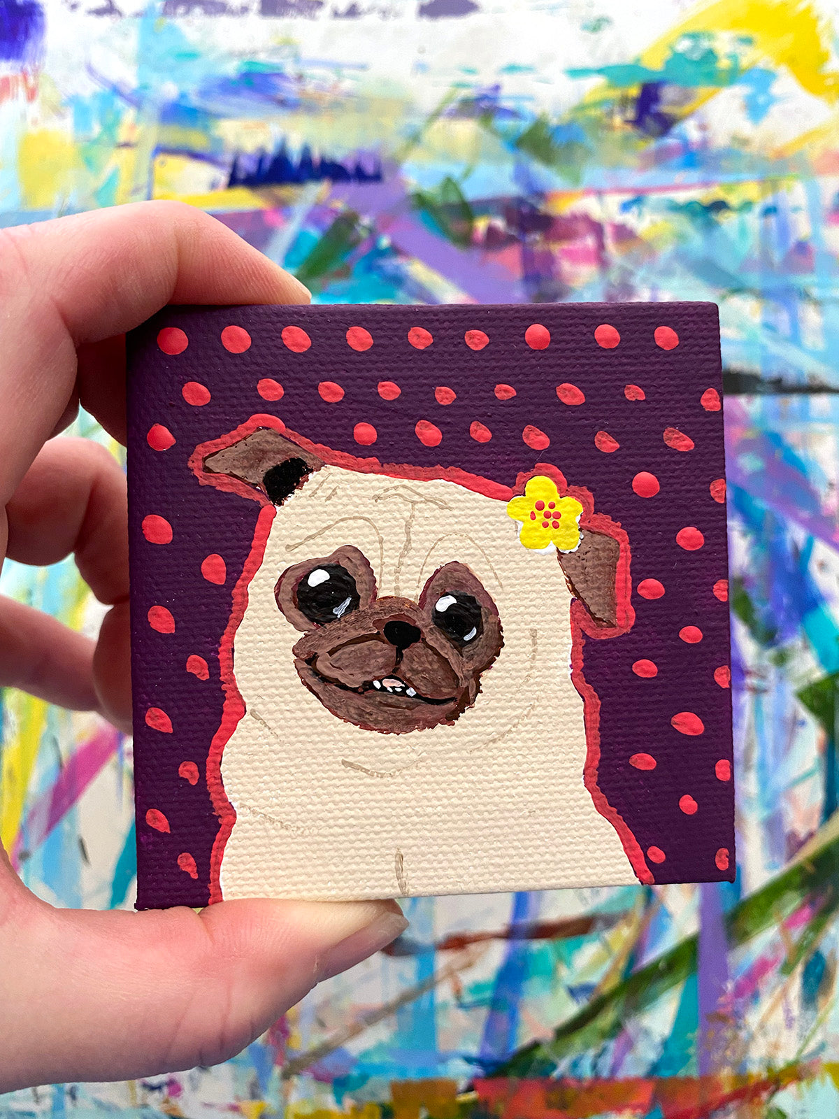 Dots - Original Miniature Pug Painting