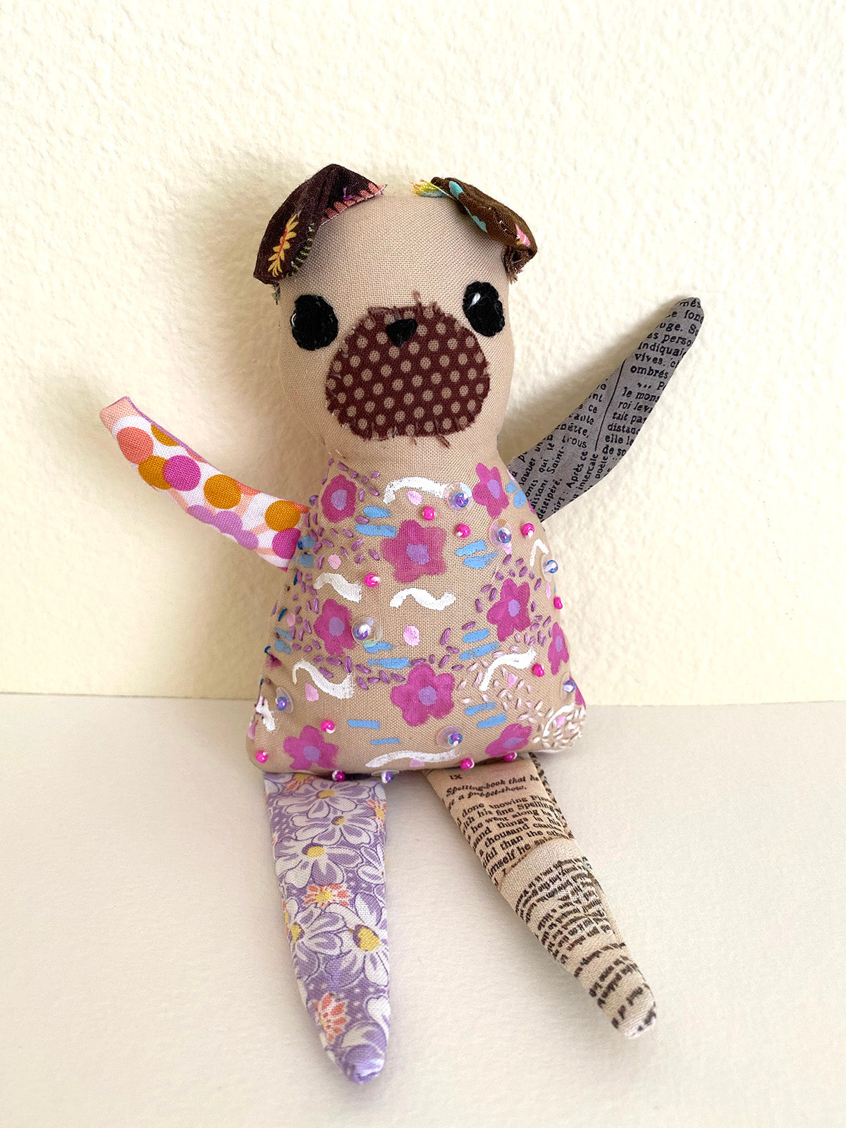 Rag Pug no. 1 - Original Pug Textile Art Doll