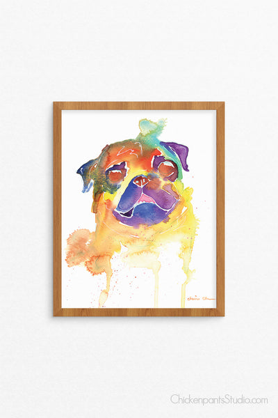 Rainbow Pug Art Print