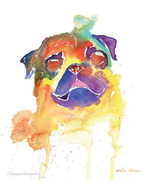 Rainbow Pug Art Print