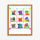 Rainbow Grid -  Pug Art Print