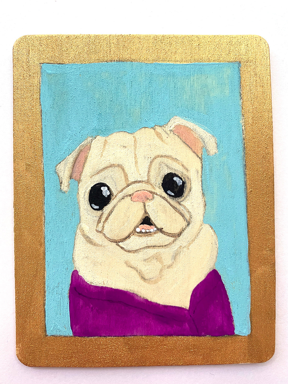 School Picture - Lois - Original Miniature Pug Painting