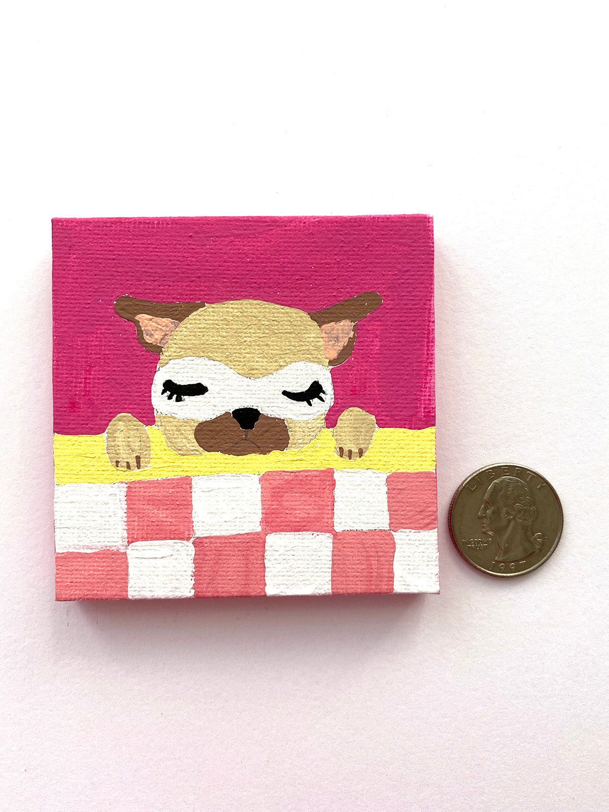 Five More Minutes - Original Miniature Pug Painting