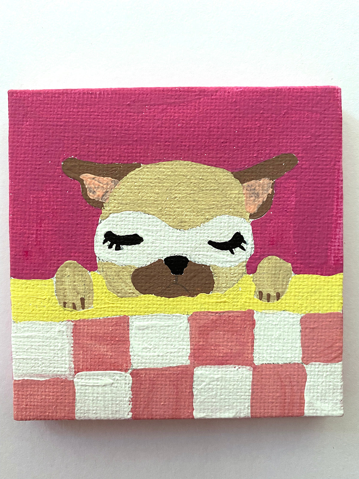 Five More Minutes - Original Miniature Pug Painting