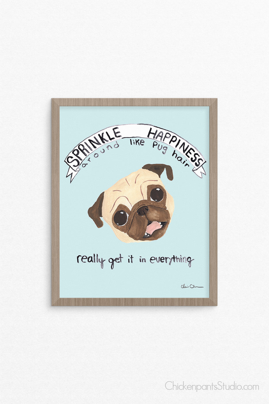 Sprinkle Happiness -  Pug Art Print