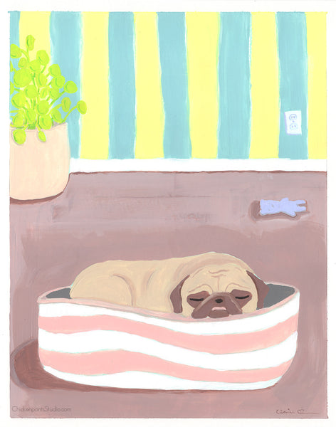 Sunday Snooze - Original Pug Painting