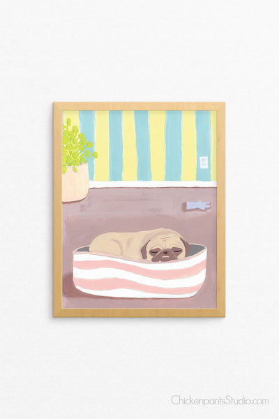 Sunday Snooze -  Pug Art Print