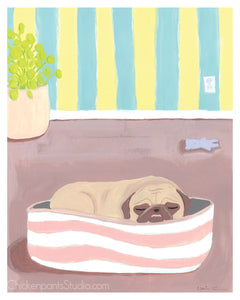 Sunday Snooze -  Pug Art Print