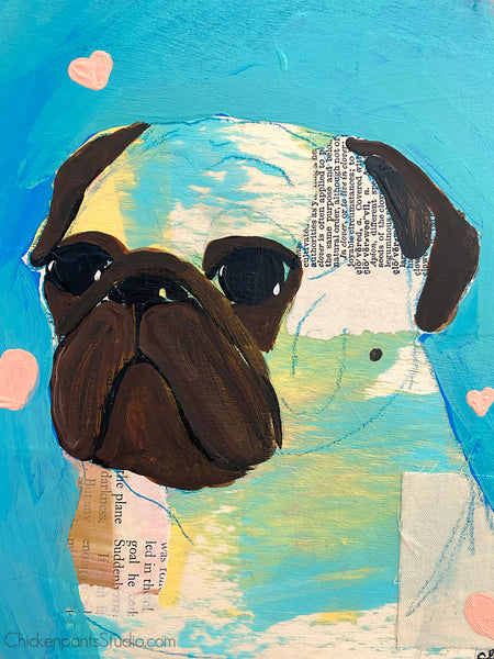Surrounded By Love - Original Pug Painting