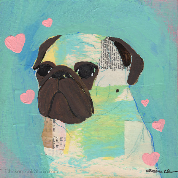 Surrounded By Love - Original Pug Painting