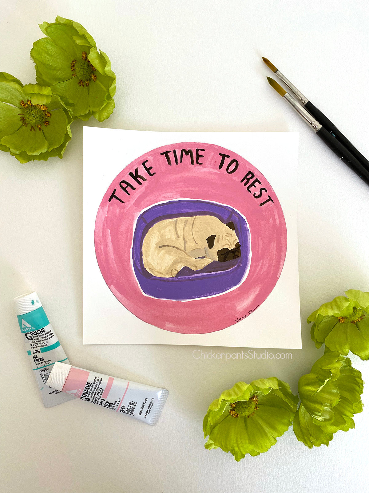 Take Time To Rest - Original Pug Painting