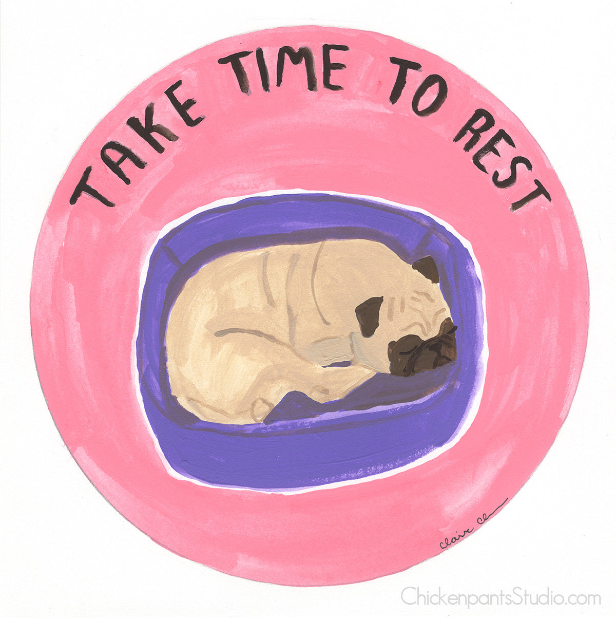 Take Time To Rest - Original Pug Painting