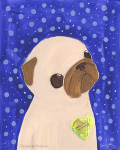 Tattered Heart no. 3 - Original Pug Painting