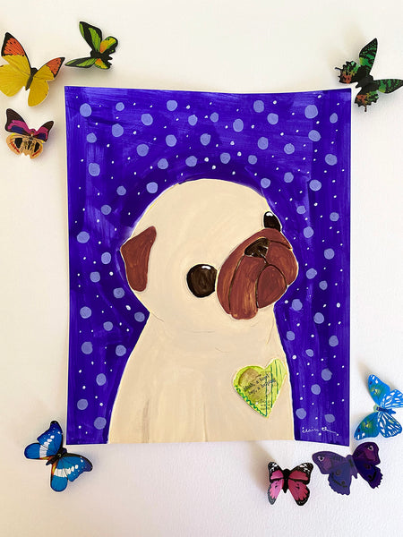 Tattered Heart no. 3 - Original Pug Painting