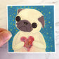 Tattered Heart - Pug Vinyl Sticker