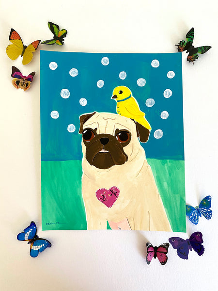 Tattered Heart no. 5 - Original Pug Painting
