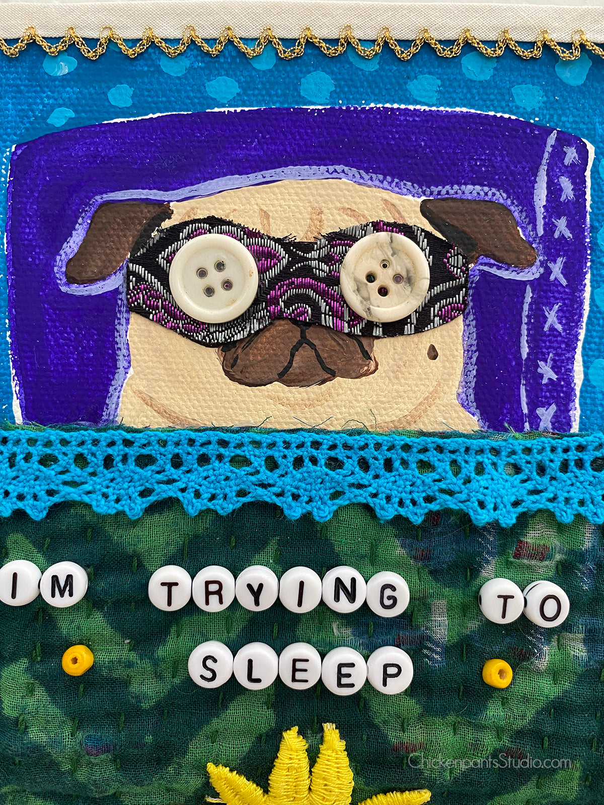 Trying To Sleep - Original Pug Painting