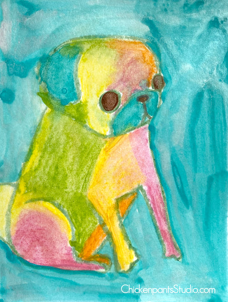 Warm Up Painting #1 - Original Pug Painting