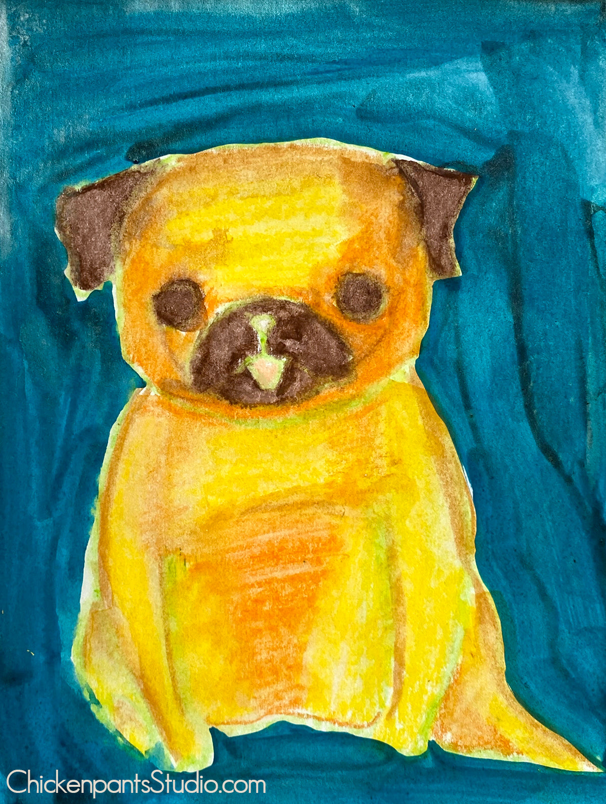 Warm Up Painting #2 - Original Pug Painting