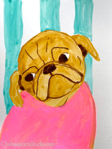 Warm Up Painting #4 - Original Pug Painting