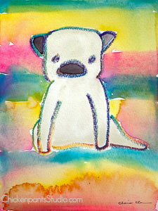 Warm Up Painting #5 - Original Pug Painting